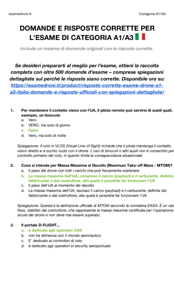 Risposte Corrette Esame Drone A1/A3 Italia – Domande e Risposte Ufficiali con Spiegazioni Dettagliate - immagine 4