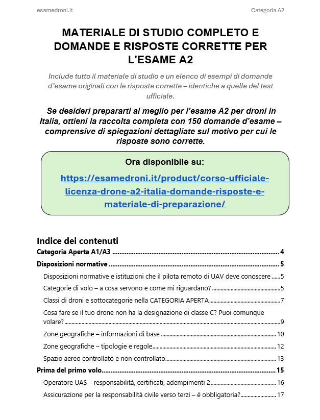 Corso Ufficiale Licenza Drone A2 Italia – Domande, Risposte e Materiale di Preparazione - immagine 5